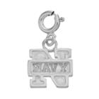 Dayna U Sterling Silver Navy Midshipmen Team Logo Charm, Women's, Grey