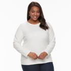 Plus Size Croft & Barrow&reg; Crewneck Long-sleeve Tee, Women's, Size: 2xl, White