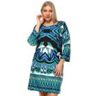Plus Size White Mark Printed Shift Dress, Women's, Size: 3xl, Other Clrs