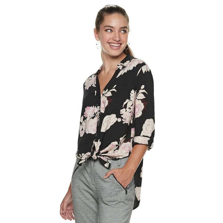 Juniors' Candie's&reg; Tie Front Tunic, Teens, Size: Xl, Oxford