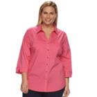 Plus Size Croft & Barrow&reg; Cuffed Button-down Shirt, Women's, Size: 1xl, Light Pink