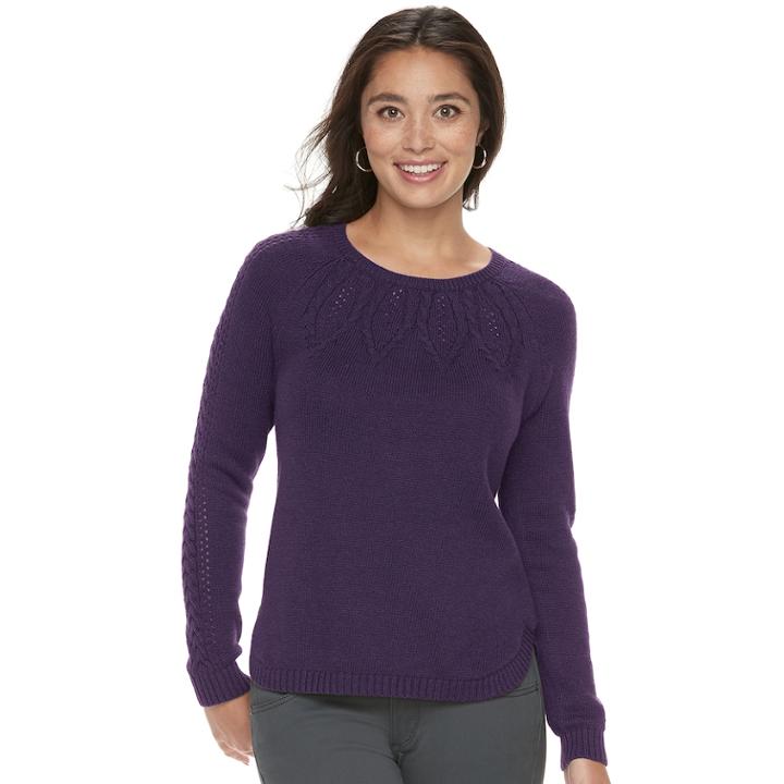 Petite Sonoma Goods For Life&trade; Cable Yoke Crewneck Sweater, Women's, Size: Xl Petite, Drk Purple