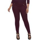 Plus Size Jennifer Lopez Zipper Accent Jeggings, Women's, Size: 16 W, Dark Red