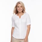 Petite Croft & Barrow&reg; Button-tab Top, Women's, Size: Xs Petite, White