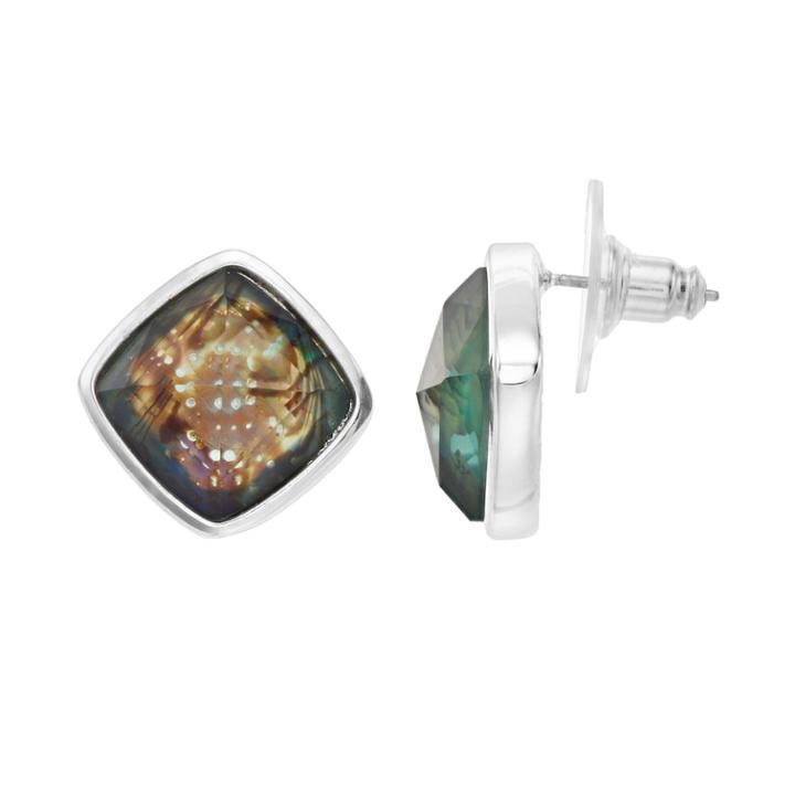 Dana Buchman Simulated Abalone Square Stud Earrings, Women's, Green