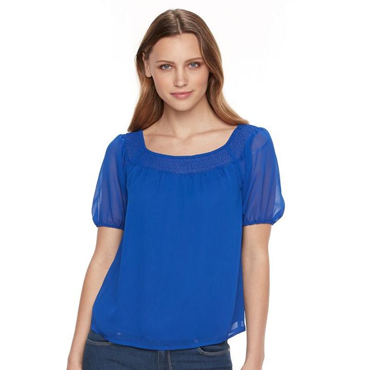 Petite Apt. 9&reg; Smocked Off-the-shoulder Top, Women's, Size: Xl Petite, Blue