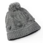 Sijjl Pom-pom Cable-knit Wool Beanie Hat, Women's, Grey