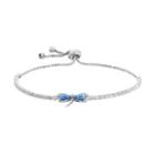 Silver Plated Crystal Dragonfly Bolo Bracelet, Women's, Size: 9, Blue