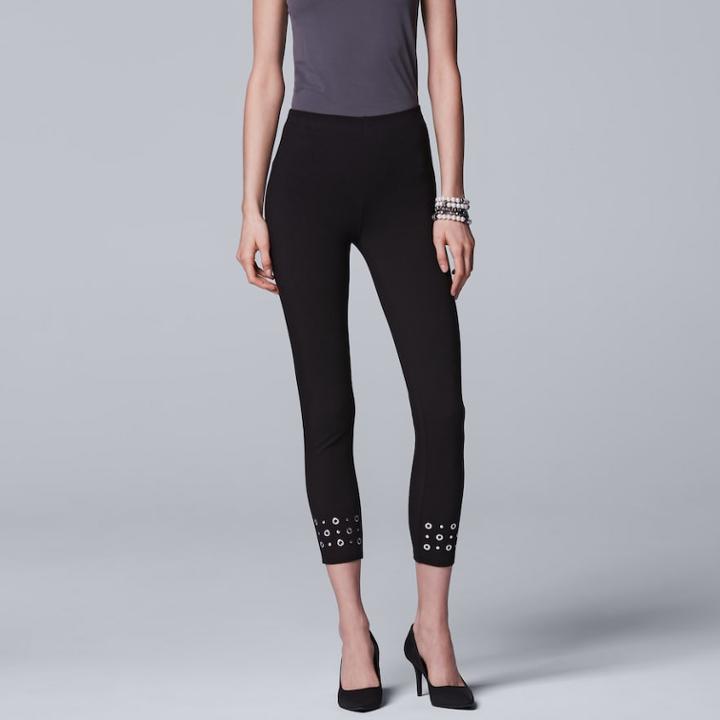 Women's Simply Vera Vera Wang Grommet Skimmer Leggings, Size: Large, Black