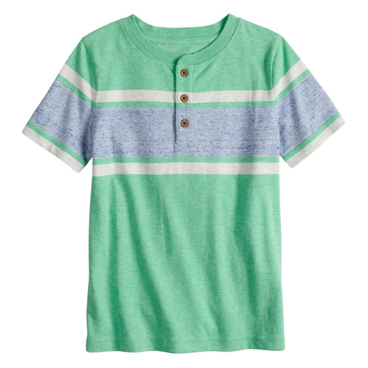Boys 4-7x Sonoma Goods For Life&trade; Striped Henley Top, Size: 7, Med Green
