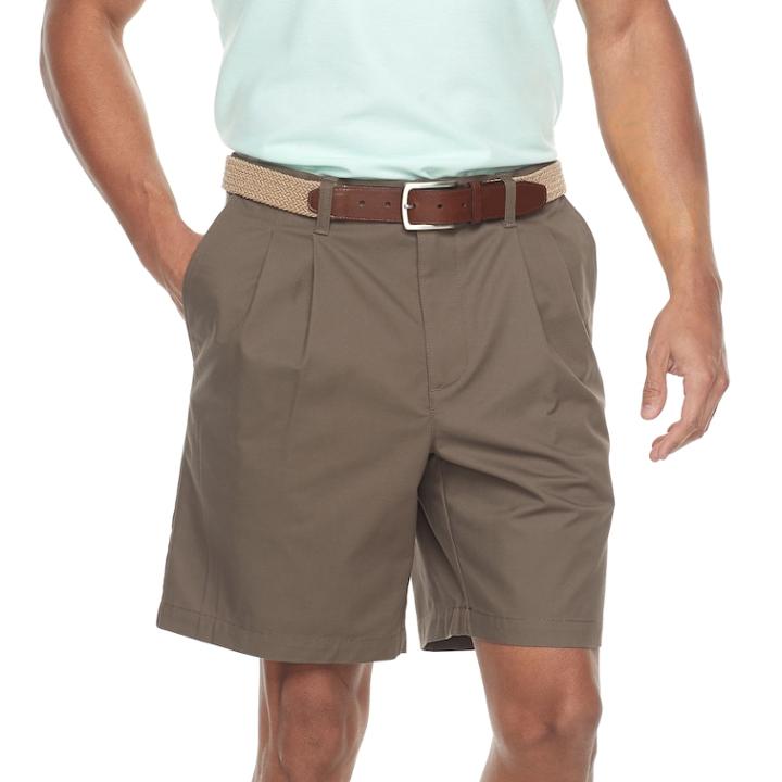 Men's Croft & Barrow&reg; Classic-fit Easy-care Flex-waist Stretch Pleated Shorts, Size: 36, Dark Brown