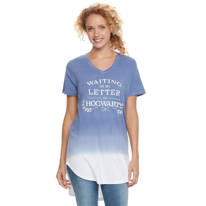 Juniors' Harry Potter Waiting On My Letter To Hogwarts Graphic Tunic, Teens, Size: Xl, Blue