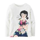 Girls 4-8 Carter's Long Sleeve Glitter Graphic Tee, Size: 5, White Oth