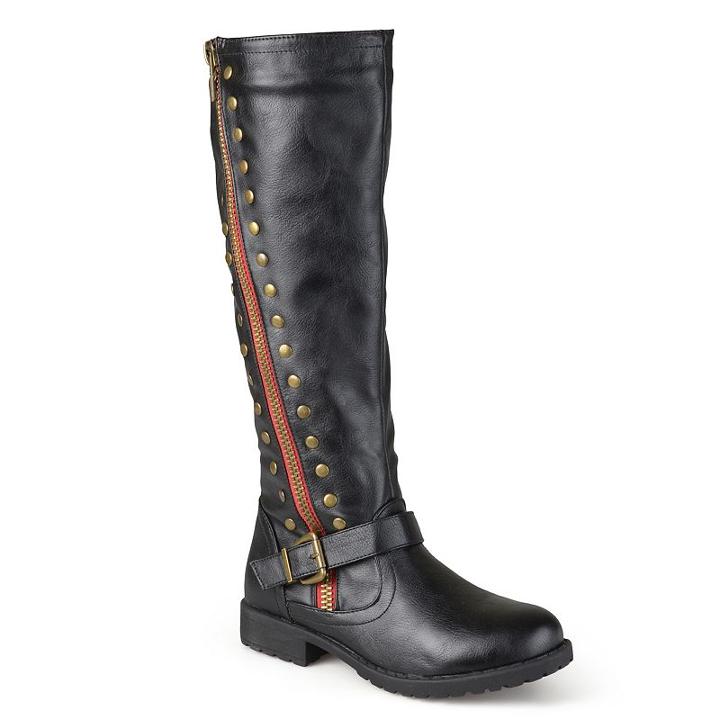 Journee Collection Women's Studded Knee-high Riding Boots, Girl's, Size: 8, Black