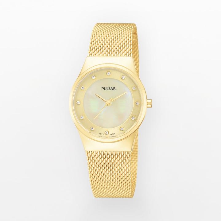 Pulsar Women's Stainless Steel Mesh Watch - Ph8056, Yellow