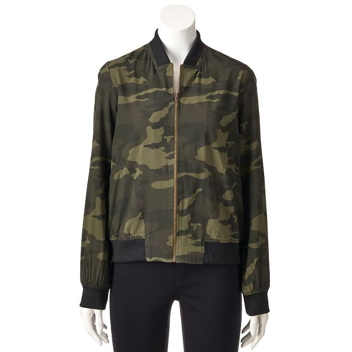 Women's Sonoma Goods For Life&trade; Bomber Jacket, Size: Medium, Green