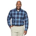 Big & Tall Izod Classic-fit Plaid Flannel Button-down Shirt, Men's, Size: 3xl Tall, Dark Blue
