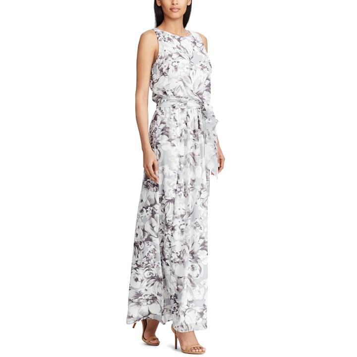 Petite Chaps Floral Maxi Dress, Women's, Size: 16 Petite, Grey