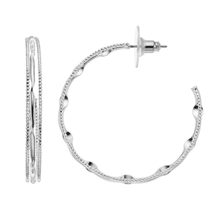 Napier Textured Bump Hoop Earrings, Women's, Silver