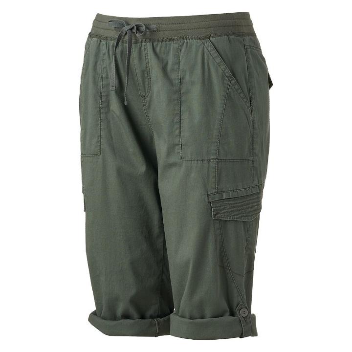 Juniors' Plus Size Unionbay Harriet Roll-tab Capris, Girl's, Size: 20 W, Lt Green