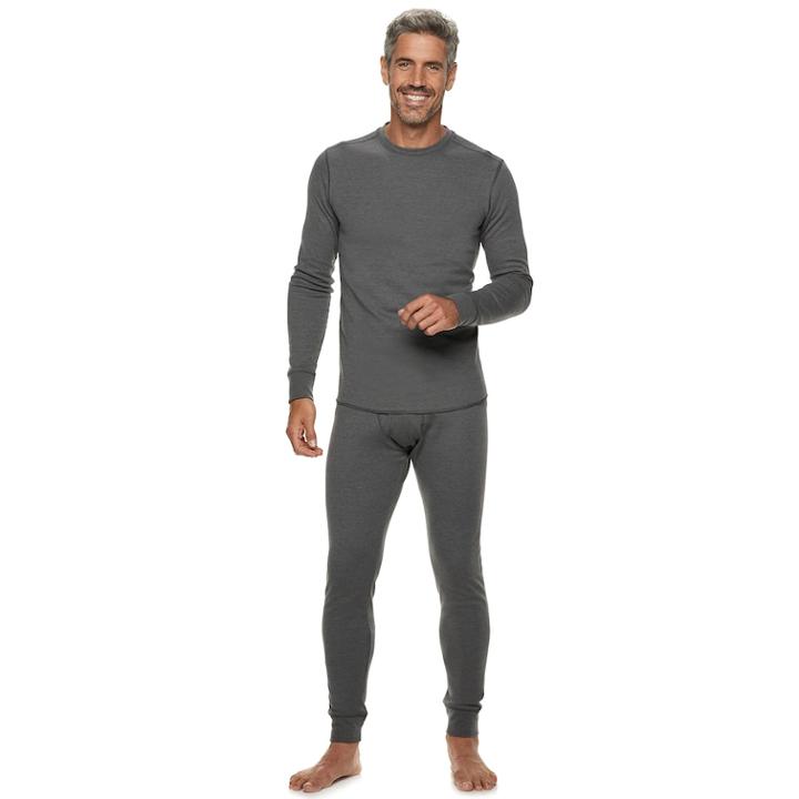 Men's Croft & Barrow&reg; Thermal Base Layer Crewneck Underwear Tee, Size: Xlt, Dark Grey