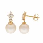 Pearlustre By Imperial 14k Gold Freshwater Cultured Pearl & White Topaz Drop Earrings, Women's