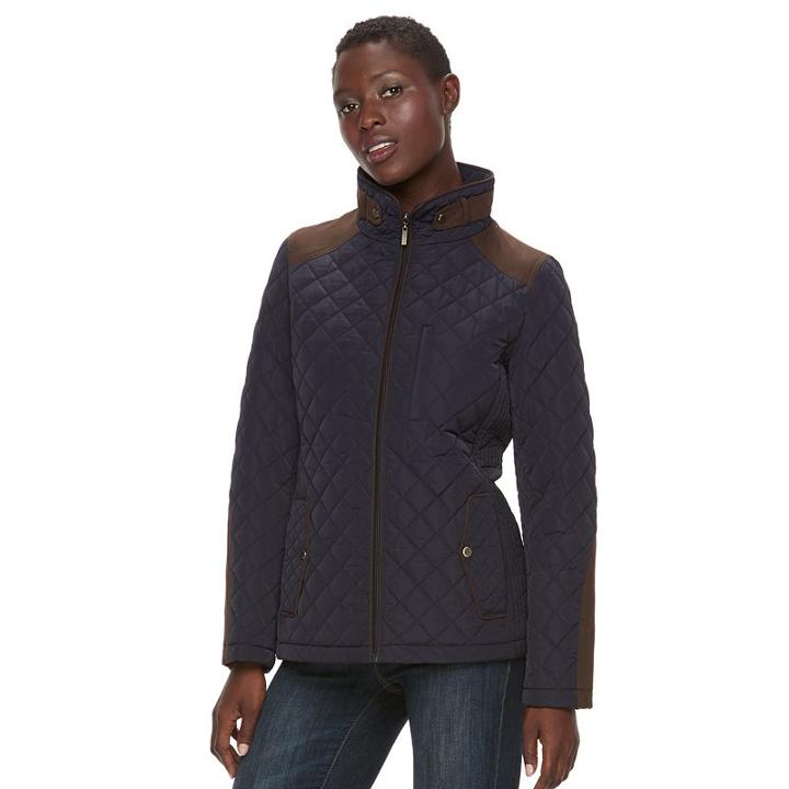 Women's Gallery Quilted Jacket, Size: Large, Blue (navy)
