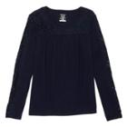 Girls 7-16 & Plus Size French Toast Lace Yoke Henley Tee, Size: 10-12 Plus, Blue (navy)