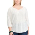 Plus Size Chaps Eyelet Blouse, Women's, Size: 2xl, White