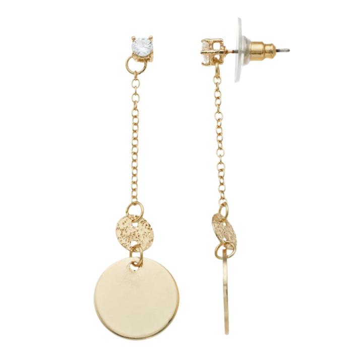 Lc Lauren Conrad Disc Linear Drop Earrings, Women's, Gold