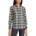 Women's Chaps Plaid Twill Button-down Shirt, Size: Xxl, Black