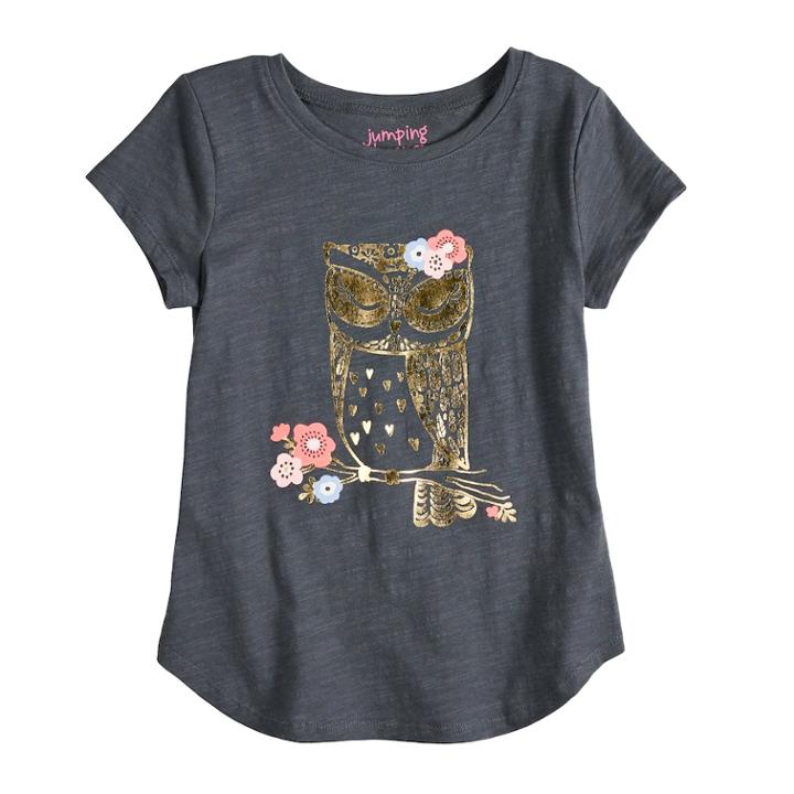 Girls 4-10 Jumping Beans&reg; Slubbed Owl Graphic Tee, Size: 10, Dark Grey