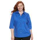 Plus Size Women's Croft & Barrow&reg; Knit-to-fit Shirt, Size: 1xl, Blue Other