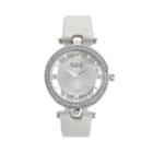 Burgi Women's Leather Watch, White