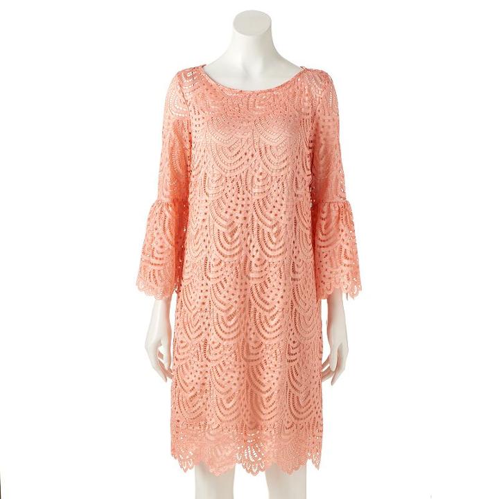 Women's Ronni Nicole Scalloped Lace Shift Dress, Size: 6, Orange Oth