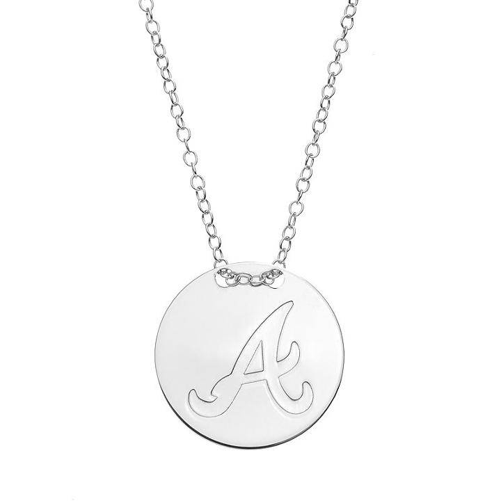 Atlanta Braves Sterling Silver Disc Pendant Necklace, Women's, Size: 16, Grey