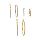 Diamond Mystique 18k Gold Over Silver Diamond Accent Hoop Earring Set, Women's, White