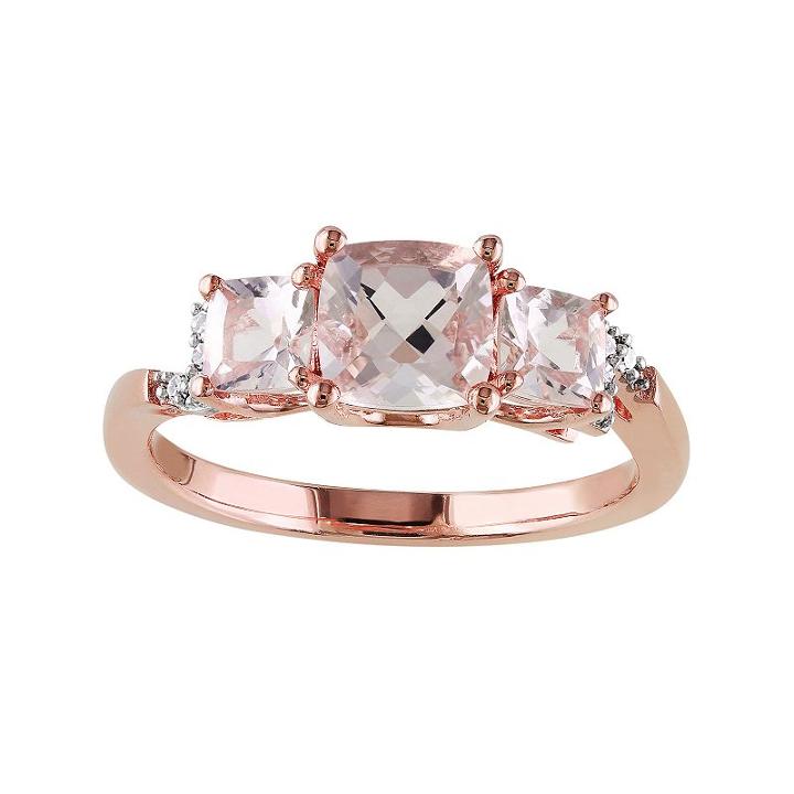 Sterling Silver Morganite & Diamond Accent 3-stone Ring, Women's, Size: 7, Pink