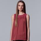 Women's Simply Vera Vera Wang Pleated Swing Tank, Size: Medium, Dark Pink