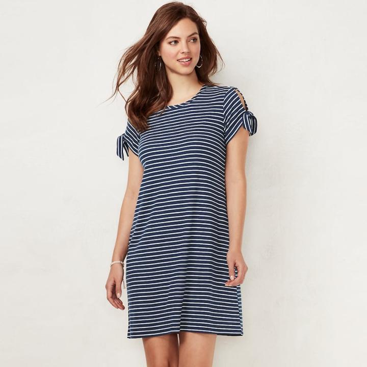 Women's Lc Lauren Conrad Tie-sleeve Swing Dress, Size: Small, Blue (navy)