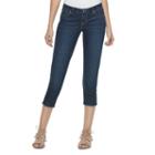 Petite Jennifer Lopez Raw-edge Capri Jeans, Women's, Size: 4 Petite, Dark Blue