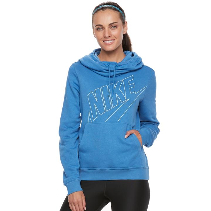 Women's Nike Funnel Neck Running Hoodie, Size: Xs, Light Blue