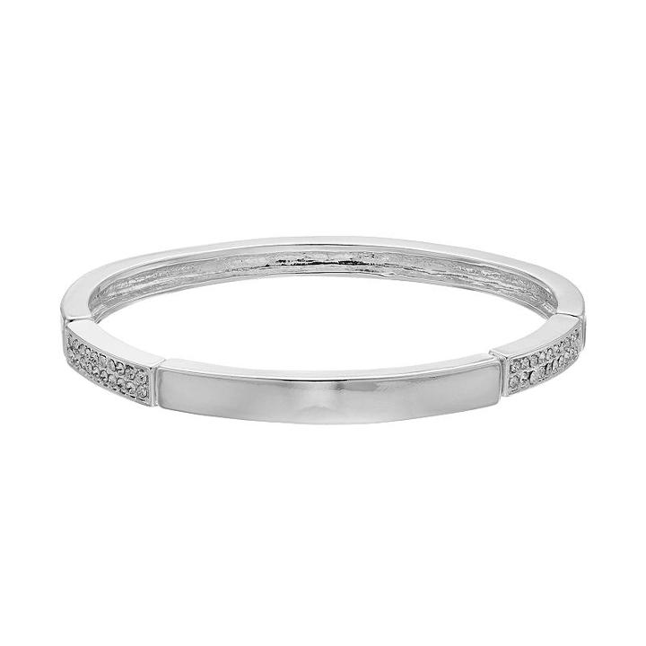 Chaps Pave Curved Bar Stretch Bracelet, Women's, Silver