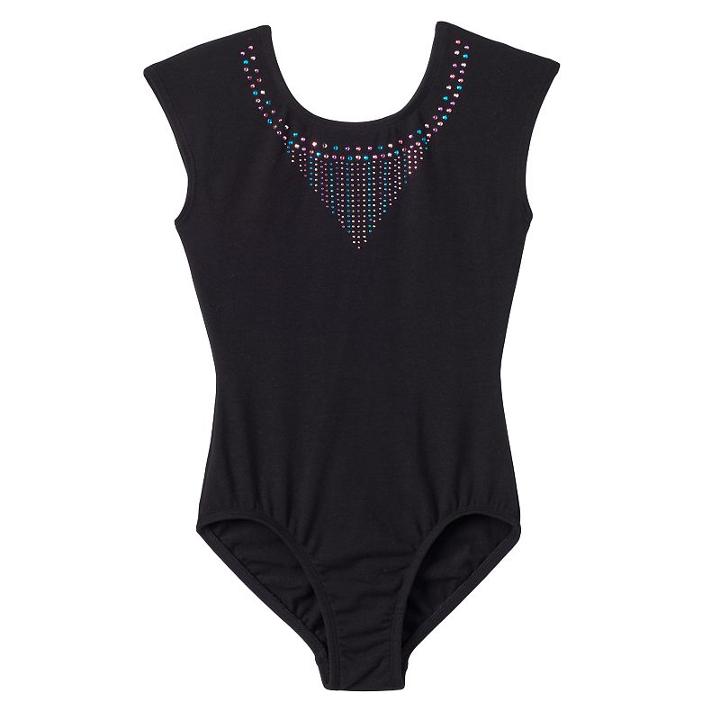 Girls 4-16 Jacques Moret Rhinestone Embellished Leotard, Girl's, Size: Xs, Black