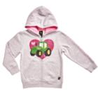 Girls 4-6x John Deere Glitter Heart Tractor Fleece-lined Hoodie, Size: 6x, Grey