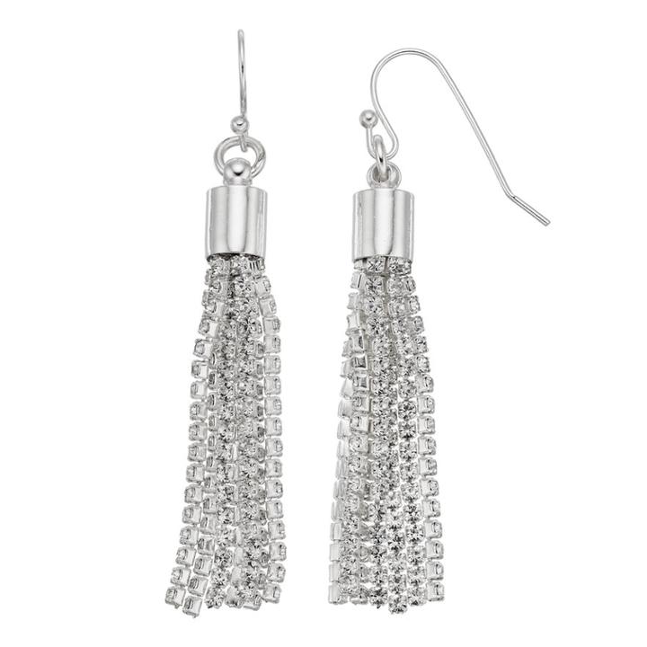 Chaps Cup Chain Tassel Nickel Free Drop Earrings, Women's, Silver