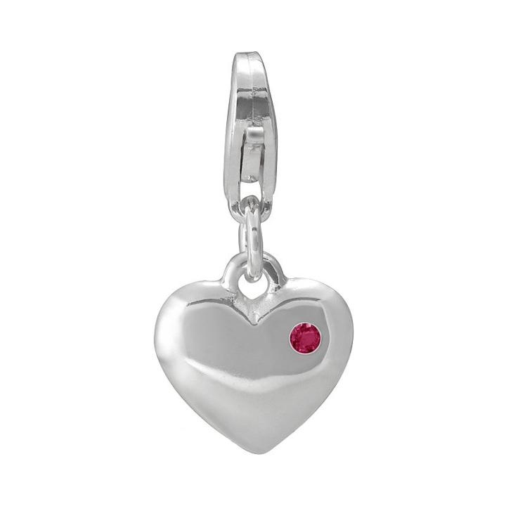 Personal Charm Sterling Silver Garnet Heart Charm, Women's, Red