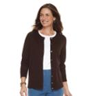 Women's Croft & Barrow&reg; Essential Button-front Cardigan, Size: Xl, Dark Brown