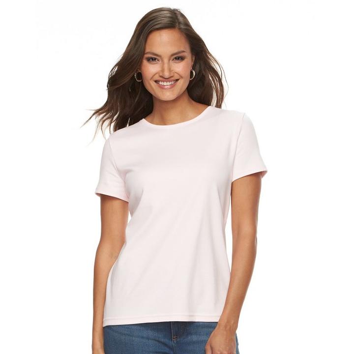 Women's Croft & Barrow&reg; Essential Crewneck Tee, Size: Small, Brt Pink