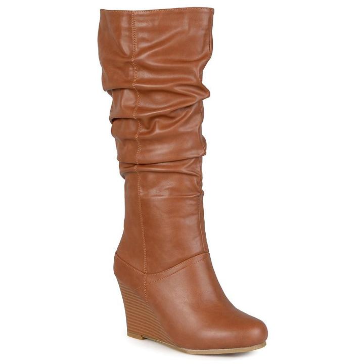 Journee Collection Hana Women's Slouch Wedge Boots, Girl's, Size: 8, Med Brown